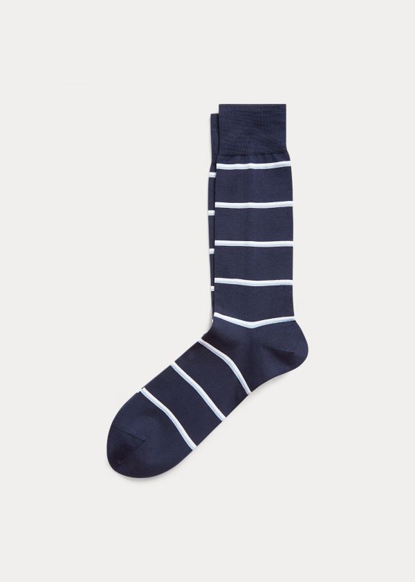 Calcetines Ralph Lauren Hombre Azul Marino - Striped Dress - SXZOQ9508